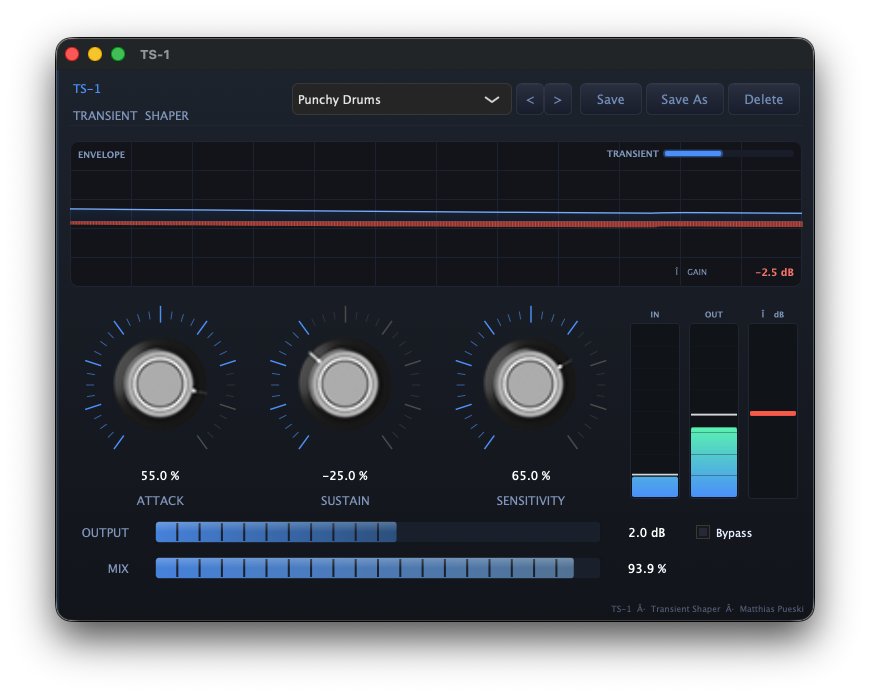 Screenshot TS-1 Transient Shaper